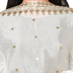 Pure Crepe Chiffon White Dyeable Dupatta With Sequence And Thread Work by The Amritsar Store - The Amritsar Store