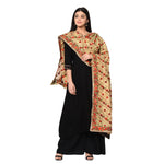 Classic Phulkari Dupatta In Golden Color With Red Embroidery by The Amritsar Store - The Amritsar Store