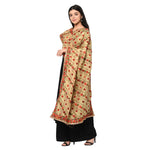 Classic Phulkari Dupatta In Golden Color With Red Embroidery by The Amritsar Store - The Amritsar Store