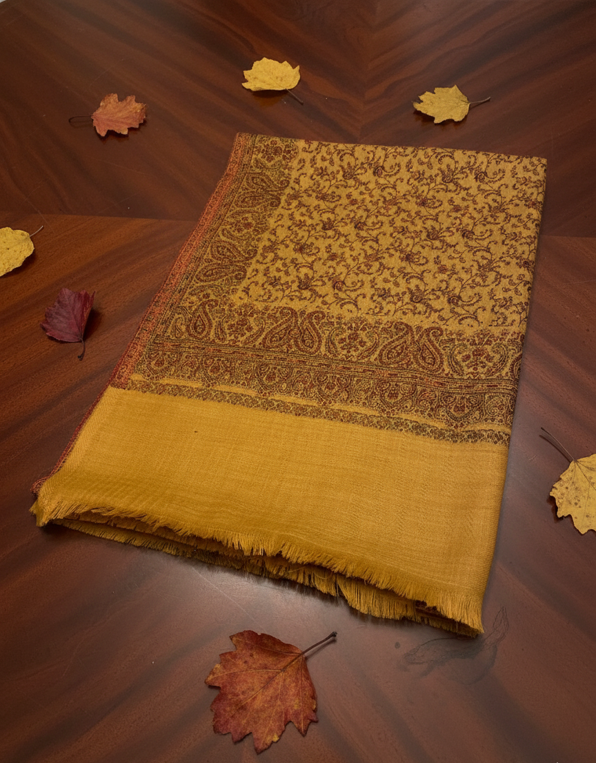 The Amritsar Store Kashmiri Jaal Shawl with Intricate Floral Weave – Reversible Wool Shawl for Elegant Winter Wear