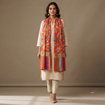 Women's handcrafted Kalamkari shawl featuring traditional artisan craftsmanship with elegant heritage-inspired detailing by The Amritsar Store.