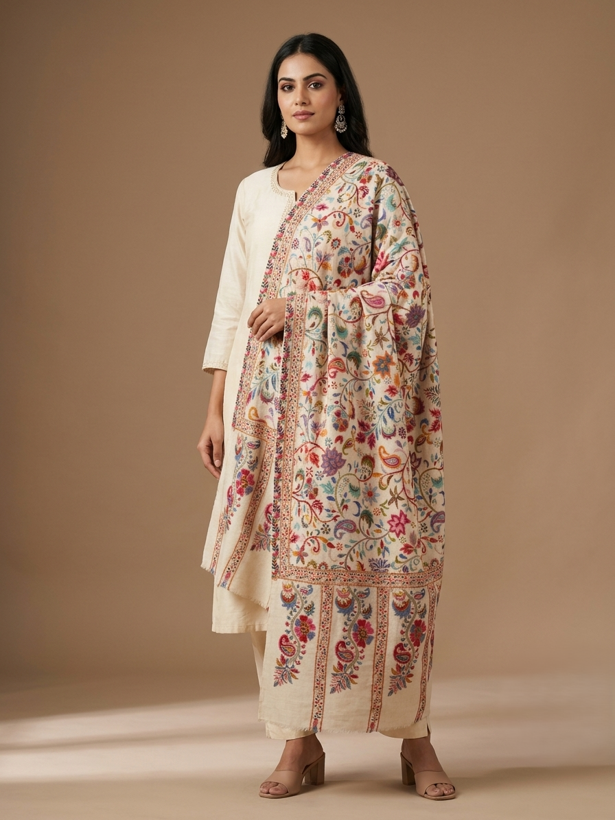 Women's Kalamkari designer stole featuring traditional printed motifs by The Amritsar Store