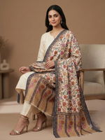 Women's traditional Kalamkari stole featuring elegant floral motifs in a lightweight designer wrap with timeless artisan craftsmanship.
