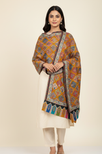 The Amritsar Store Womens Extra Fine Wool Shawl ,Kalamkari Design,Multicolor
