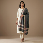 Women's Kashmiri Zari Shawl with Four-Side Border, elegant traditional embroidered shawl by The Amritsar Store