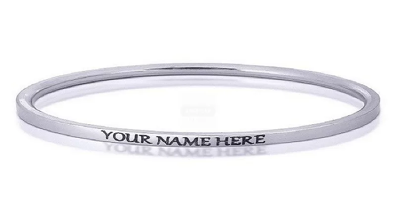 Wholesale Personalized Letter Name Solid Silver Bangle Customized Hand Cut  Out 3 Initial Letter female Baby Bracelet Bangle Gift - AliExpress