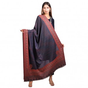 Kashmiri Shawl Full Size 84 Inches x 42 Inches Lightweight Unisex Shawl With Four Side Border & Paisley Design Weaved With  Blended Wool For Warmth By The Amritsar Store 