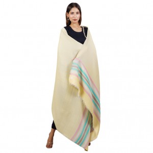 Elegant Contempory Subtle Reversible Stripes Blended Wool Light Weight Unisex Shawl 84 Inches x 24 Inches By The Amritsar Store